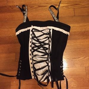 Tripp NYC Black and White Eyelet Corset Top